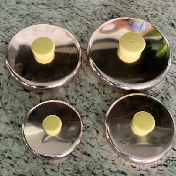 Vintage 1960s Ransburg Indianapolis Yellow Chicken Nesting Canisters Copper Lids - Picture 14 of 15